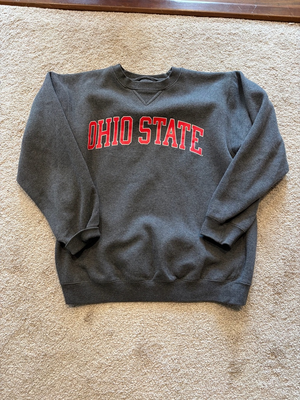 Champion Gray Sweatshirt with Red Ohio State Applique